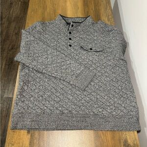 Faherty Sweater Mens 2XL Gray Epic Quilted Fleece Pullover 1/4 Snap Mock Neck